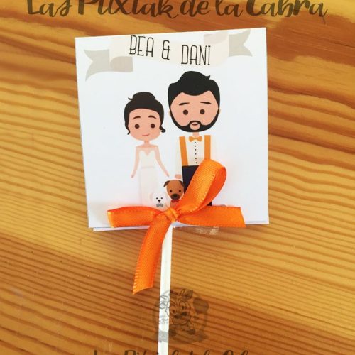 Piruleta Bea&Dani Detalles de boda en papel con diseño personalizado