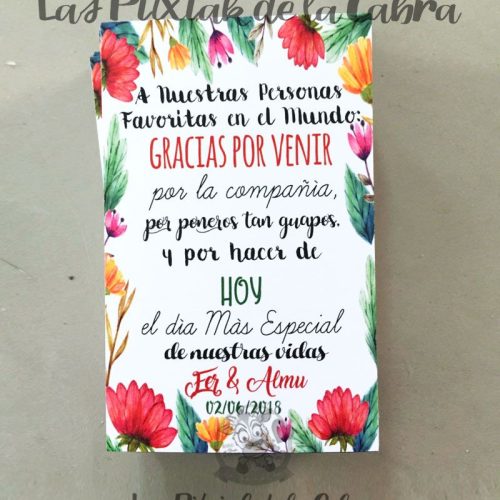 Tarjetas Agradecimiento Eva Detalles de boda en papel con diseño personalizado
