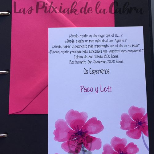 Invitación Paco & Leti de bodas flores rosas