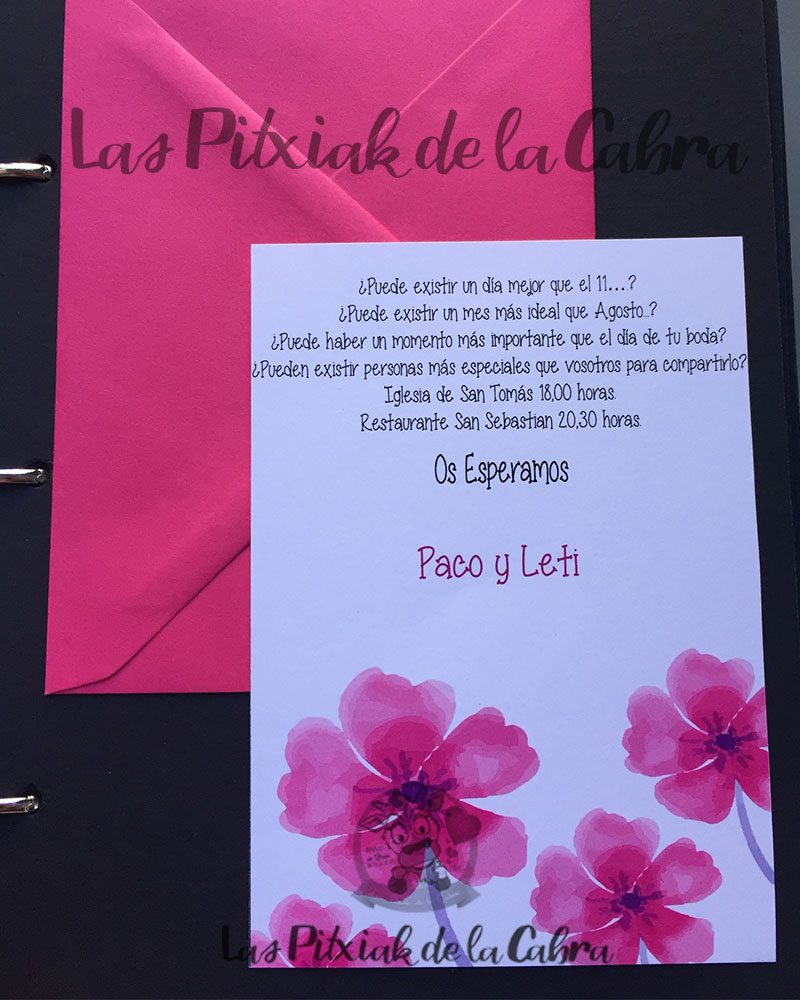 Invitación Paco & Leti de bodas flores rosas