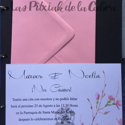 Invitación Horizontal Marcos & Noelia de bodas sencilla con flores