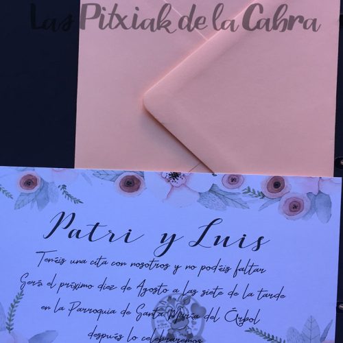 Invitación Patri & Luis de bodas con diseño de flores