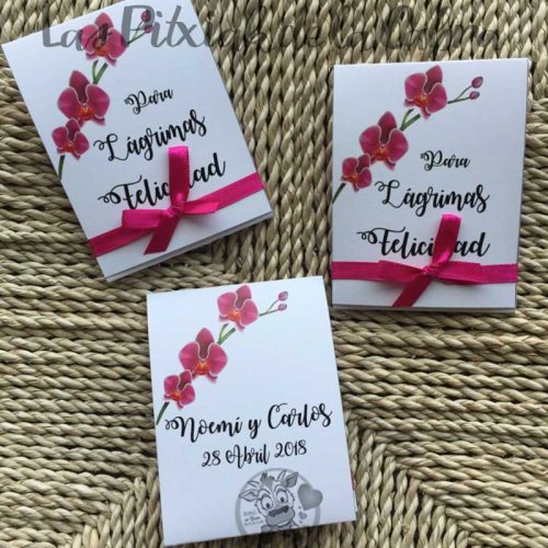 Pañuelos para lágrimas de felicidad de bodas orquidea