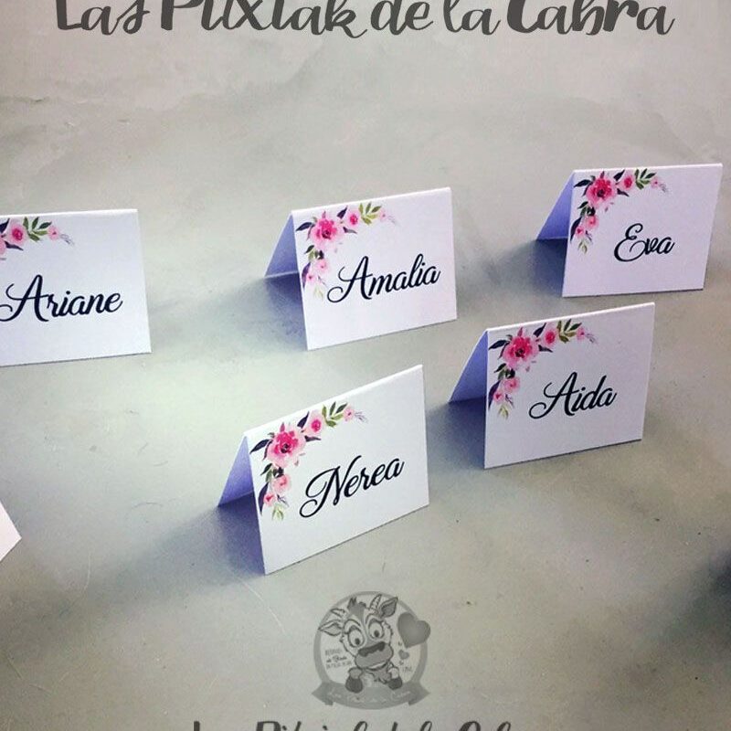 Marcasitios para bodas de papel con flores rositas