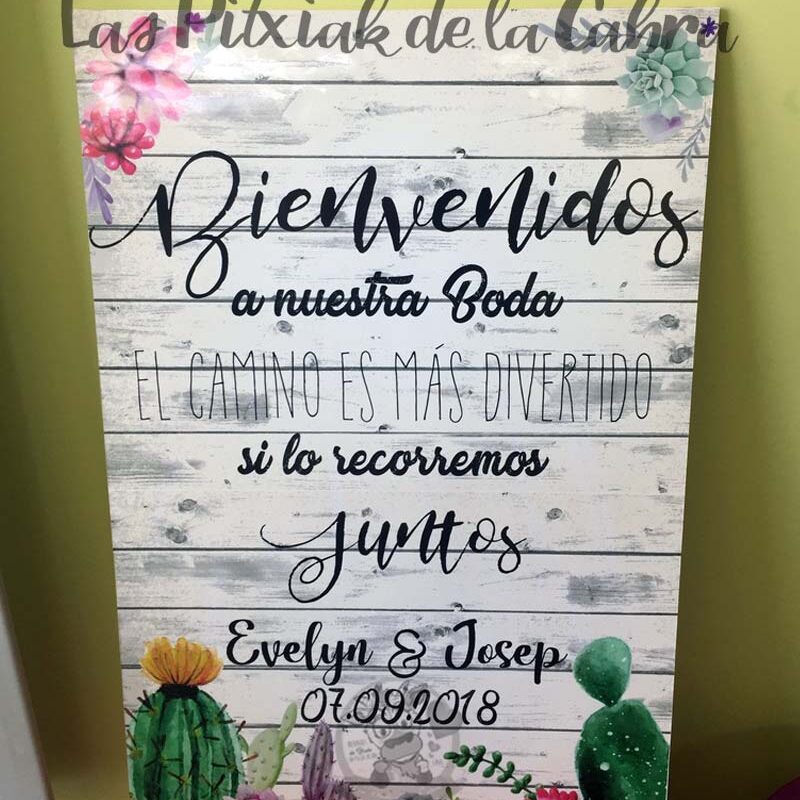 Cartel para bodas con cactus