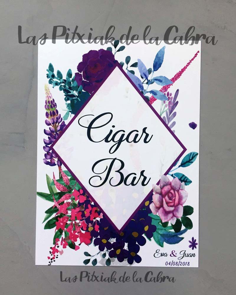 Cartel para bodas cigar bar flores