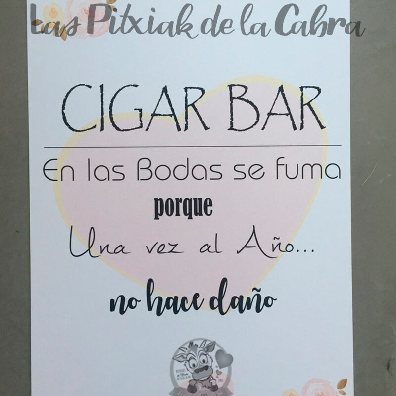 Cartel para boda cigar bar en las bodas se fuma