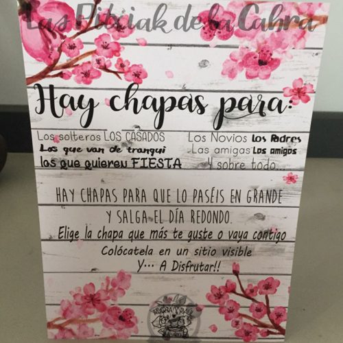 Cartel para bodas para chapas con flor de almendro