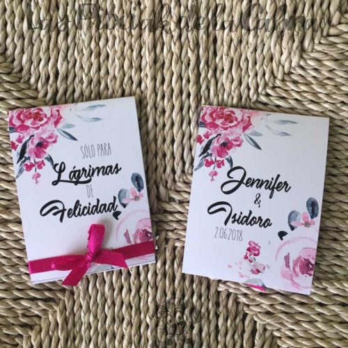 Pañuelos para bodas lágrimas de felicidad rosas y grises