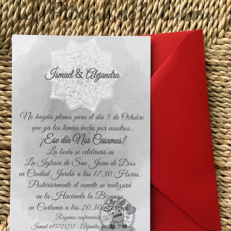 Invitación de boda con diseño de mandala