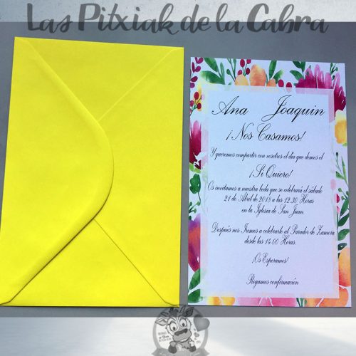 Invitaciones de boda flores de colores