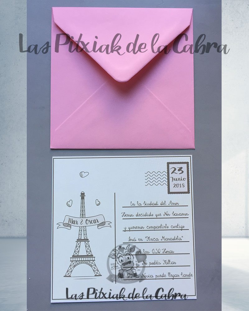 Invitaciones de boda postal paris