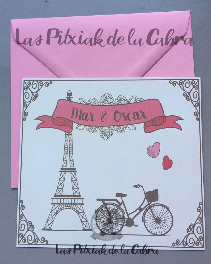 Invitaciones de boda postal paris