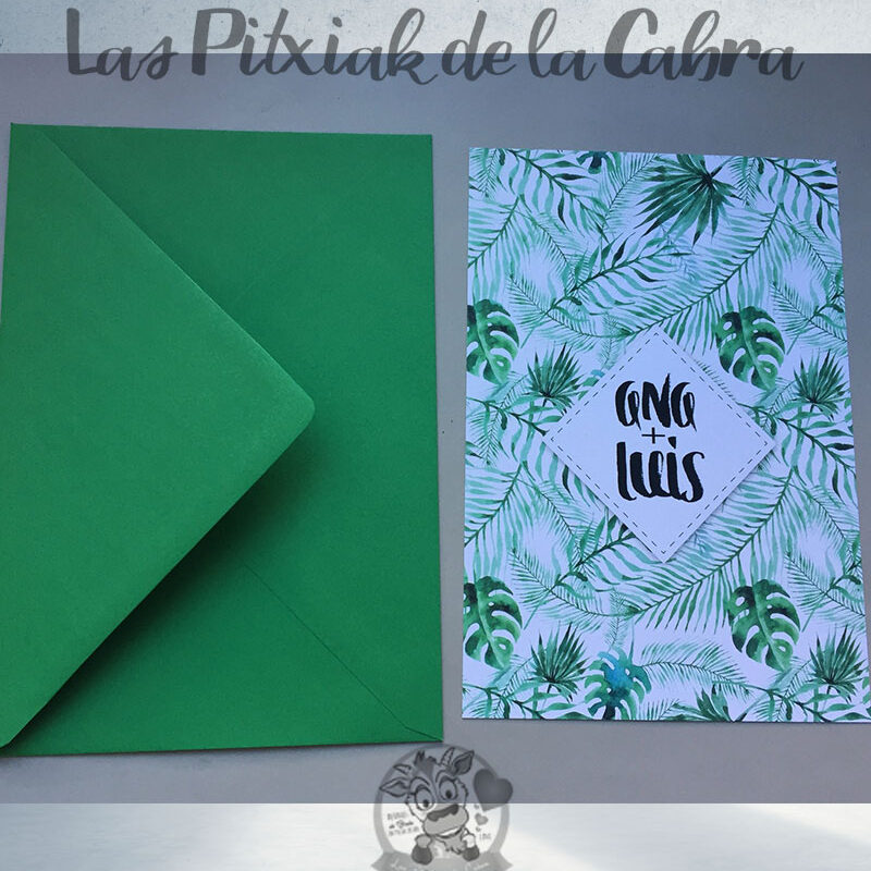 Invitaciones de boda estampado tropical verdes