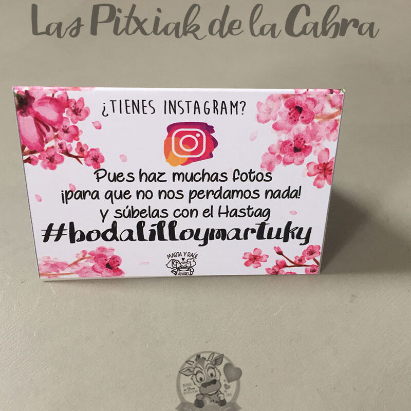 Cartel para bodas con hastag instagram