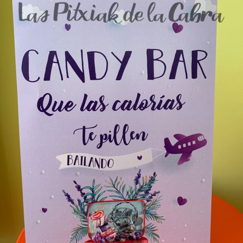 Cartel para candy bar que las calorías te pillen bailando viajero