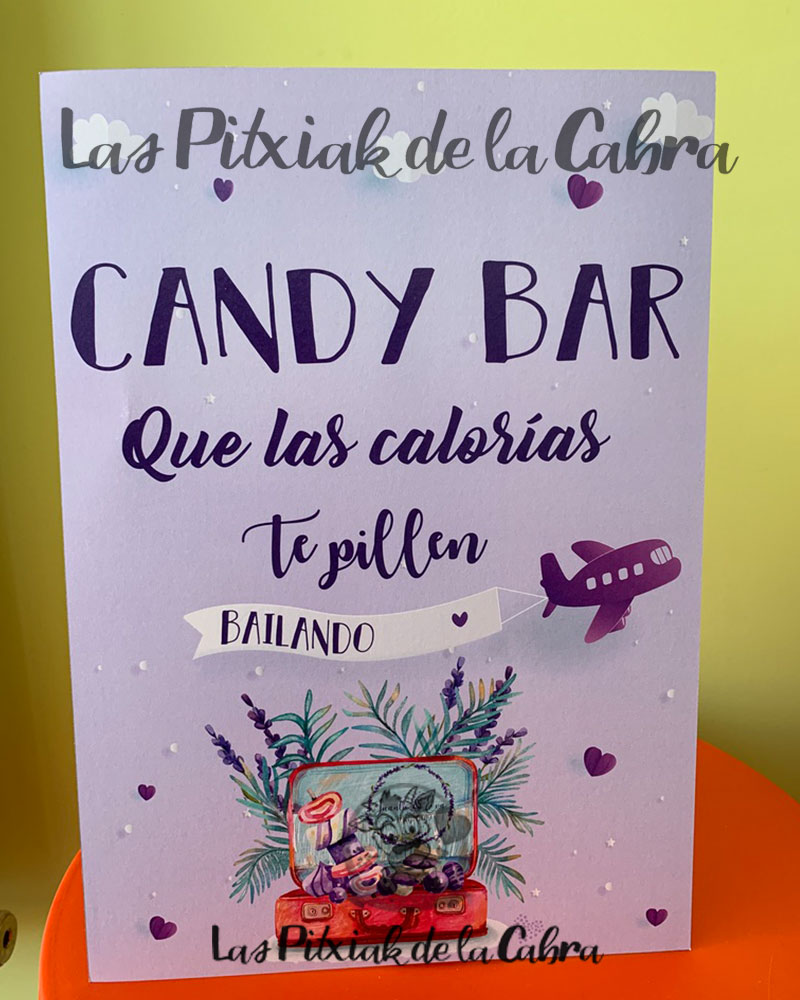 Cartel para candy bar que las calorías te pillen bailando viajero