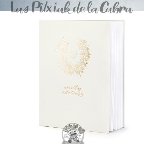 Libro de firmas boda con diseño dorado