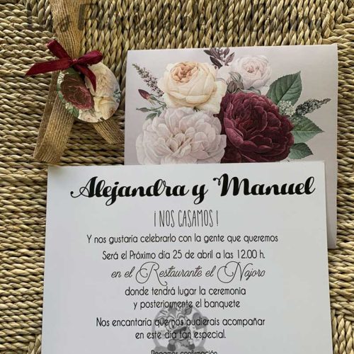 Invitación de boda con diseño vintage