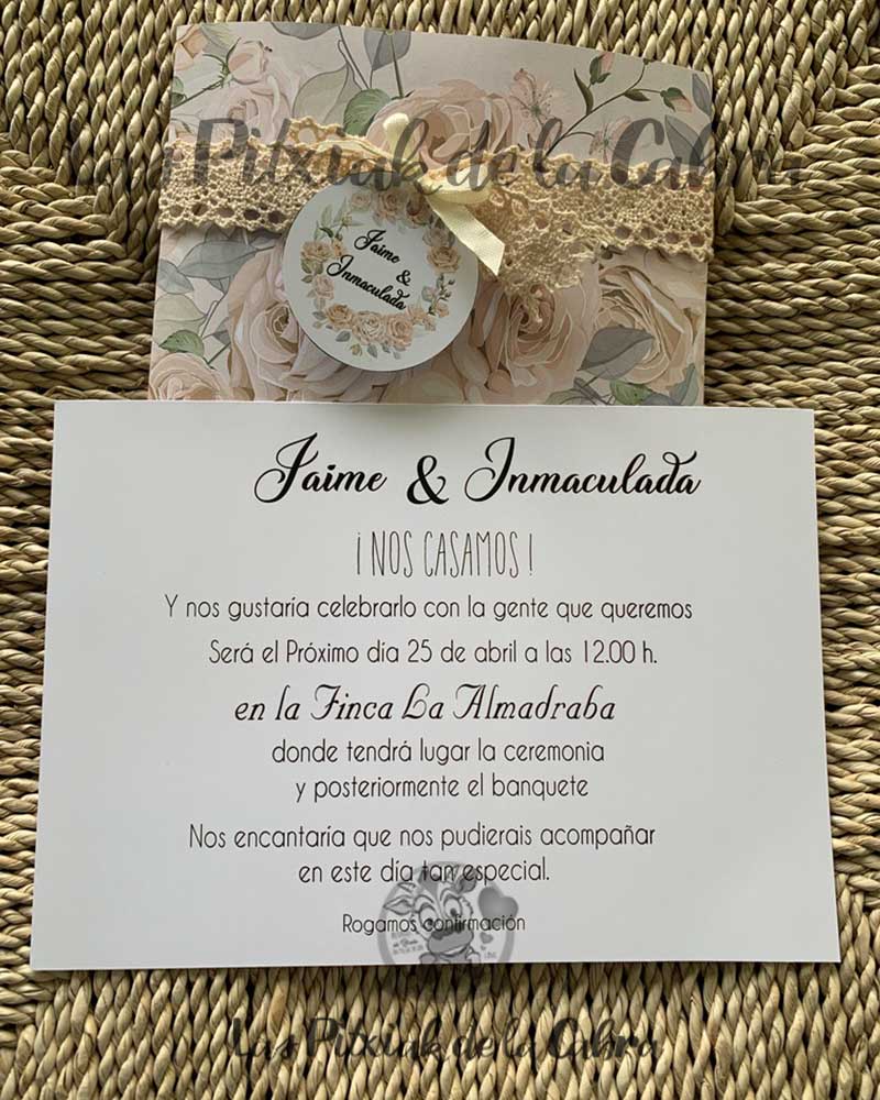 Invitación de boda romántica