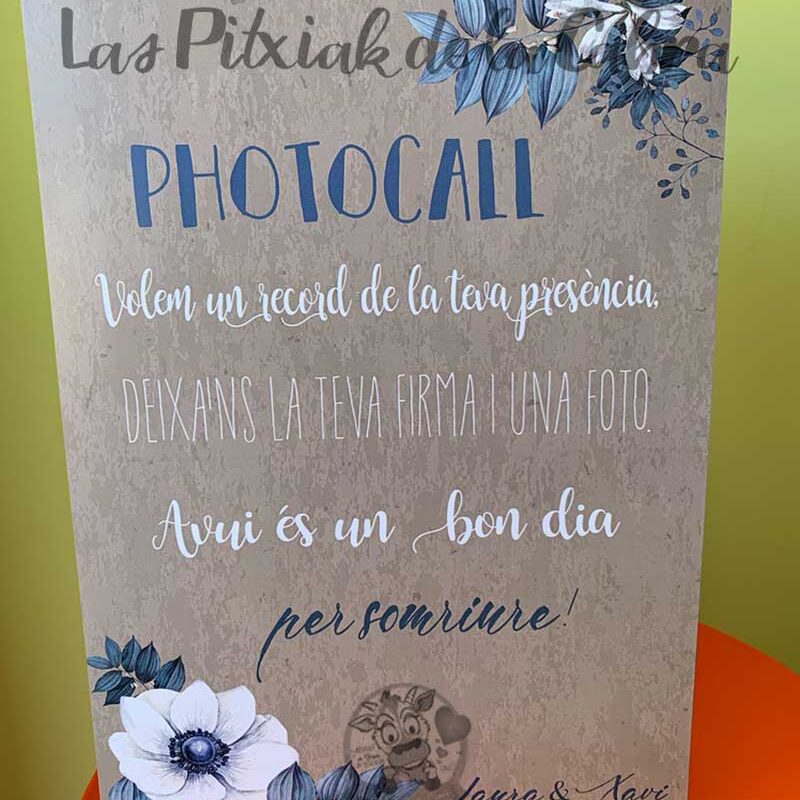cartel photocall flores azules