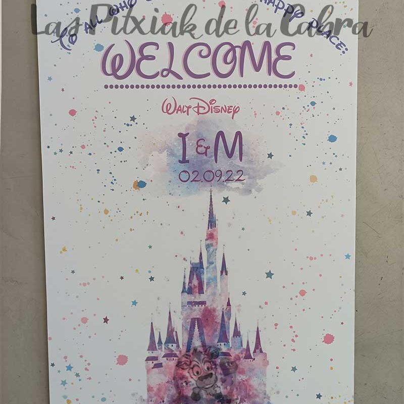 Cartel Bienvenida Castillo Disney