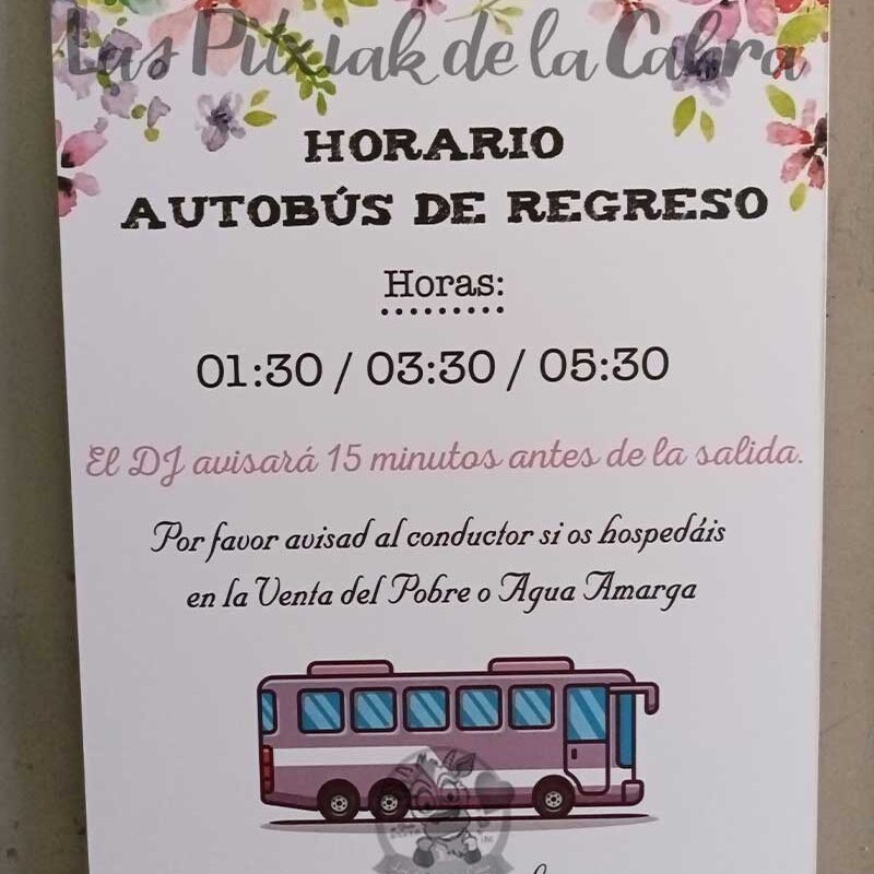Cartel Horario Autobús