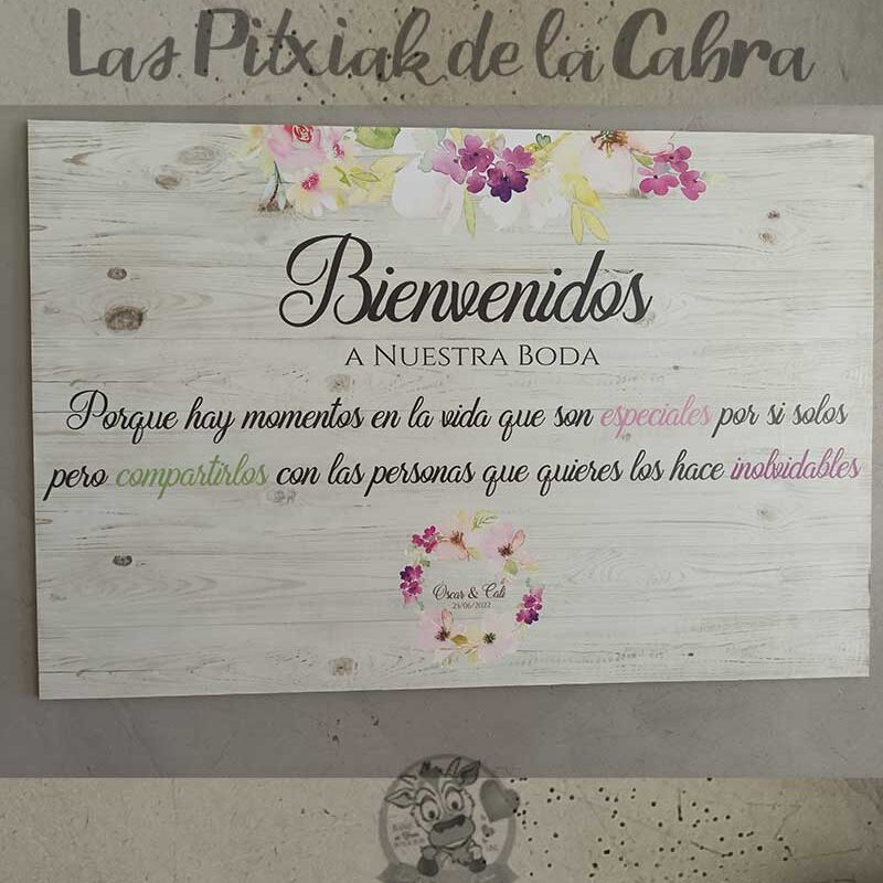 Cartel de Bienvenida Comunión Madera rosa - Doys Photocall