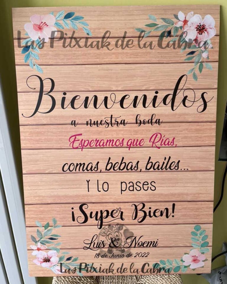 Cartel Bienvenida Luisandnoemi Las Pitxiak De La Cabra 9395