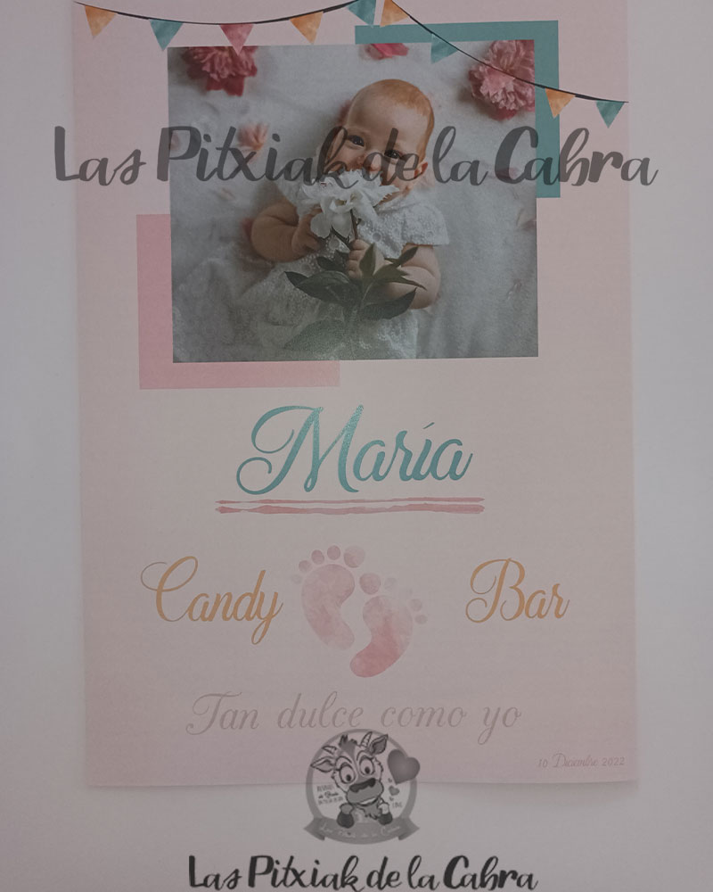 Cartel Candy bautizo Maria